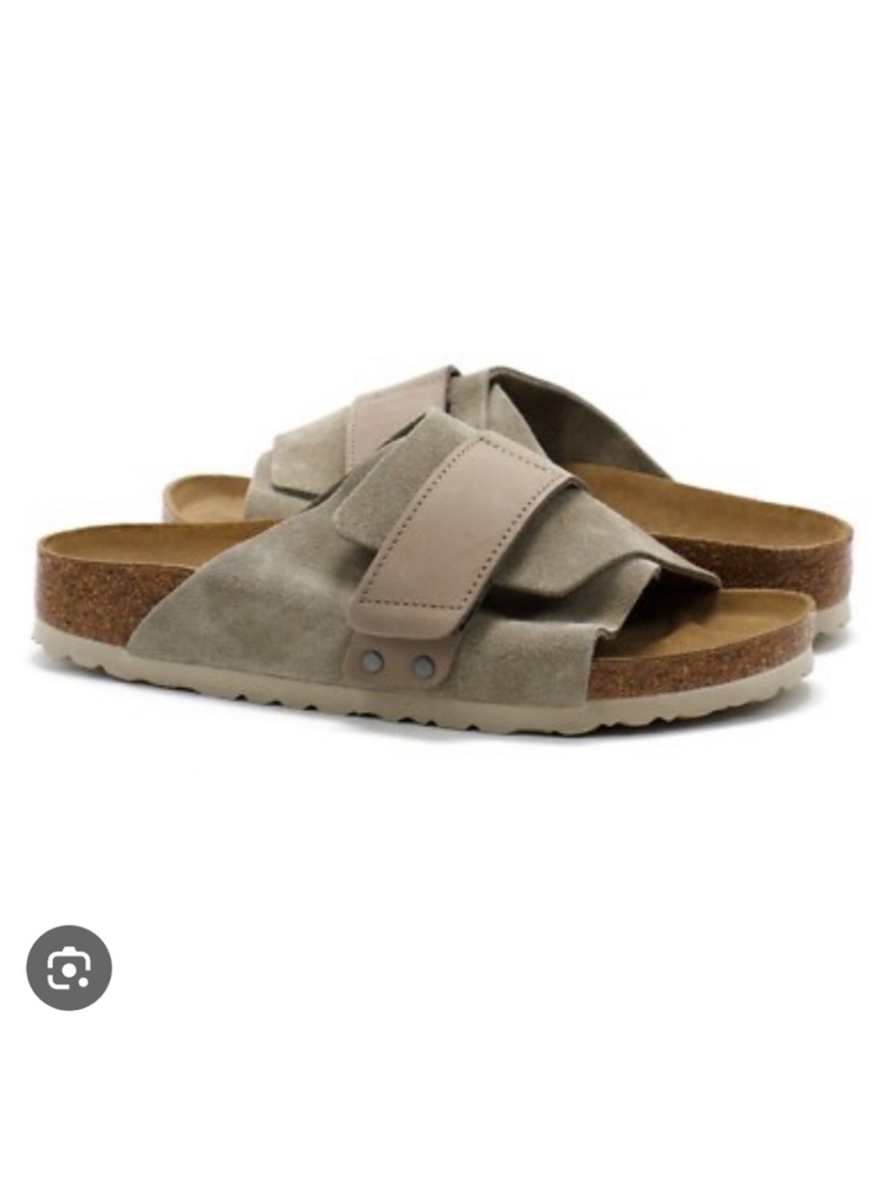 Birkenstock Kyoto Nubuck/Suede Leather Slides Sandals in Taupe